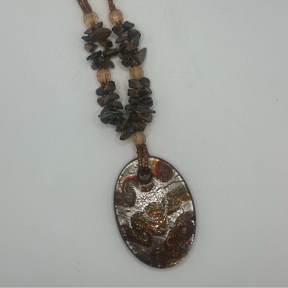 Vintage Art Glass Pendant Necklace